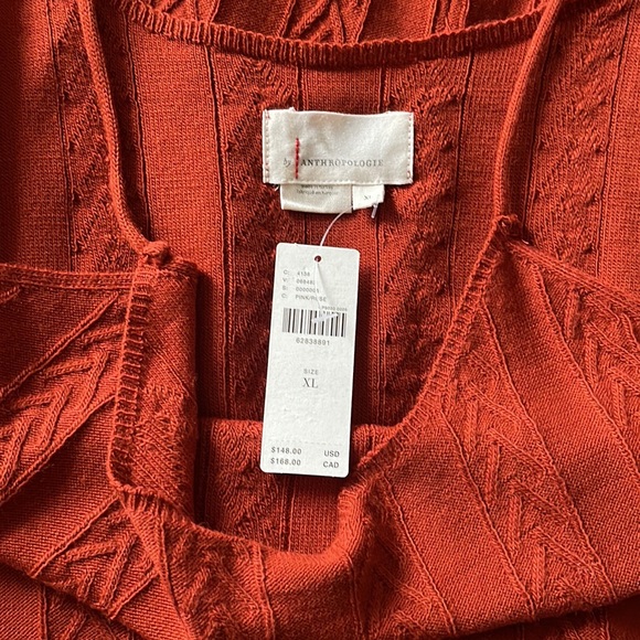 Anthropologie Cable-Knit wide-Leg Pant Set Brick Red - Picture 8 of 12